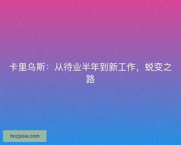 卡里乌斯：从待业半年到新工作，蜕变之路